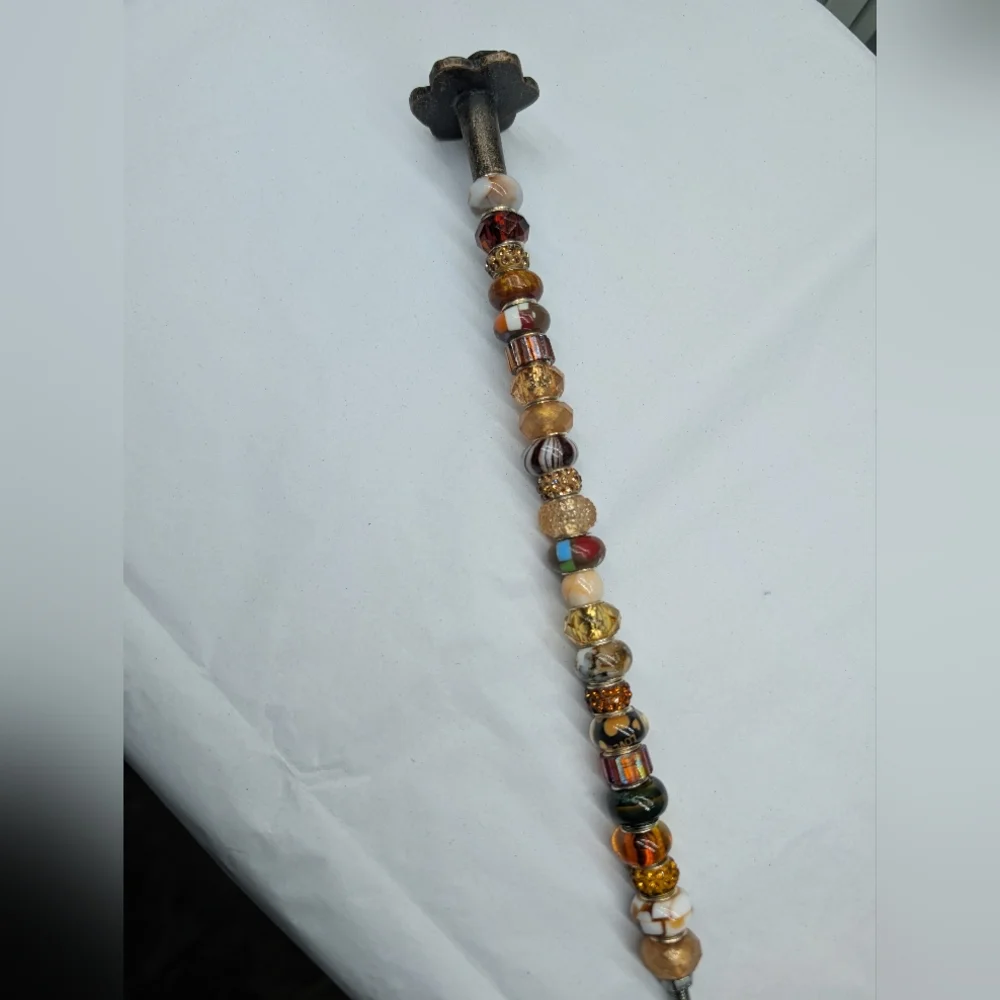 Beaded Fairy Wand/Plant/Garden Stake W/Metal Topper